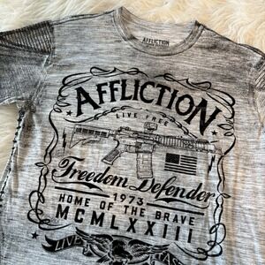 Affliction Freedom Defender T-Shirt Mens Large Velvet Graphic Eagle Military Y2K